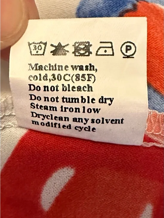 Floral Tiered Midi Dress in White with Red & Blue Blooms - Picture 9 of 9